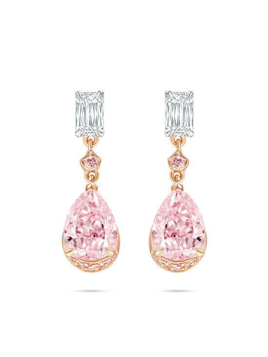 Classic Pear Pink Diamond Drop Earrings