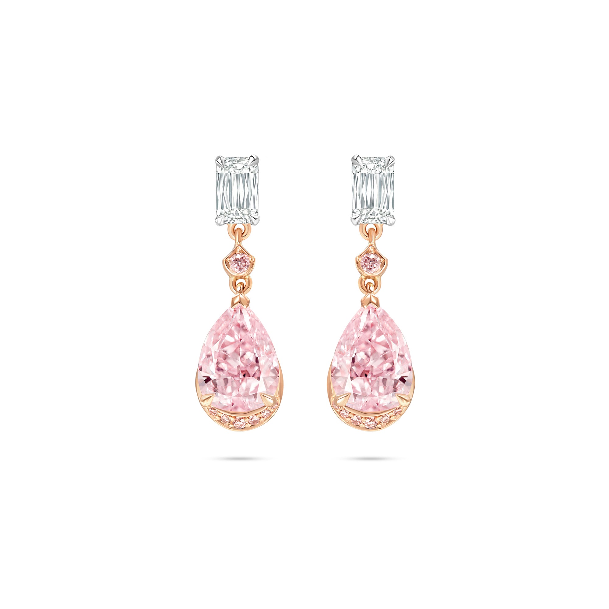 Classic Pear Pink Diamond Drop Earrings