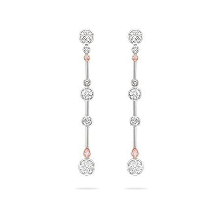 Raindance 25 Pink and White Diamond Drop Earrings