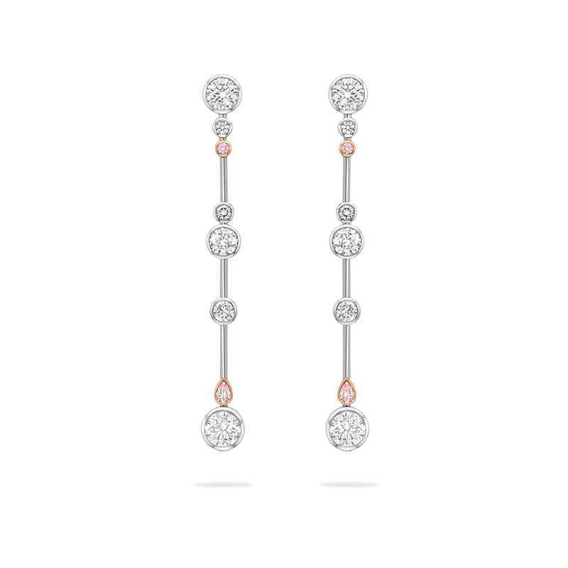 Raindance 25 Pink and White Diamond Drop Earrings