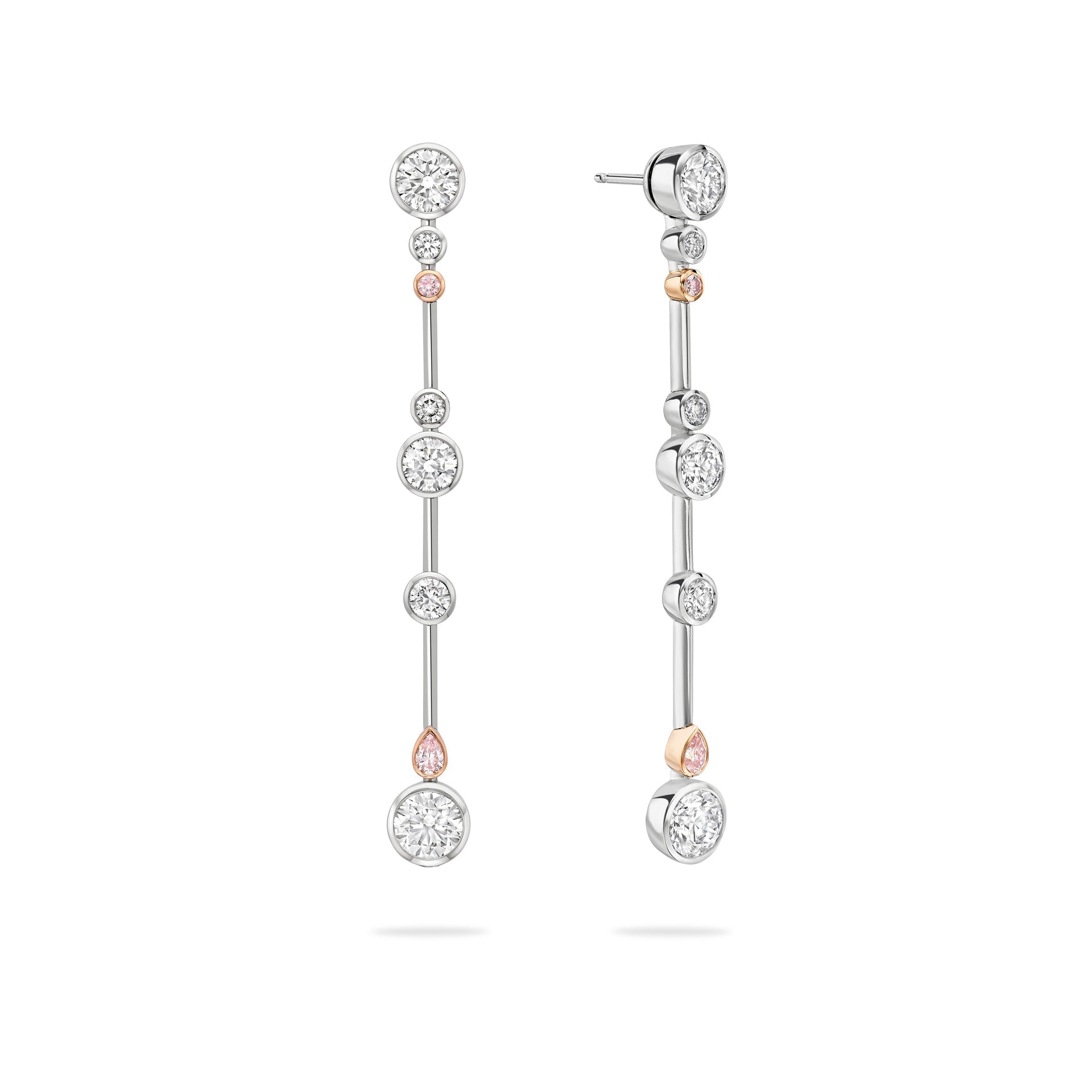 Raindance 25 Pink and White Diamond Drop Earrings
