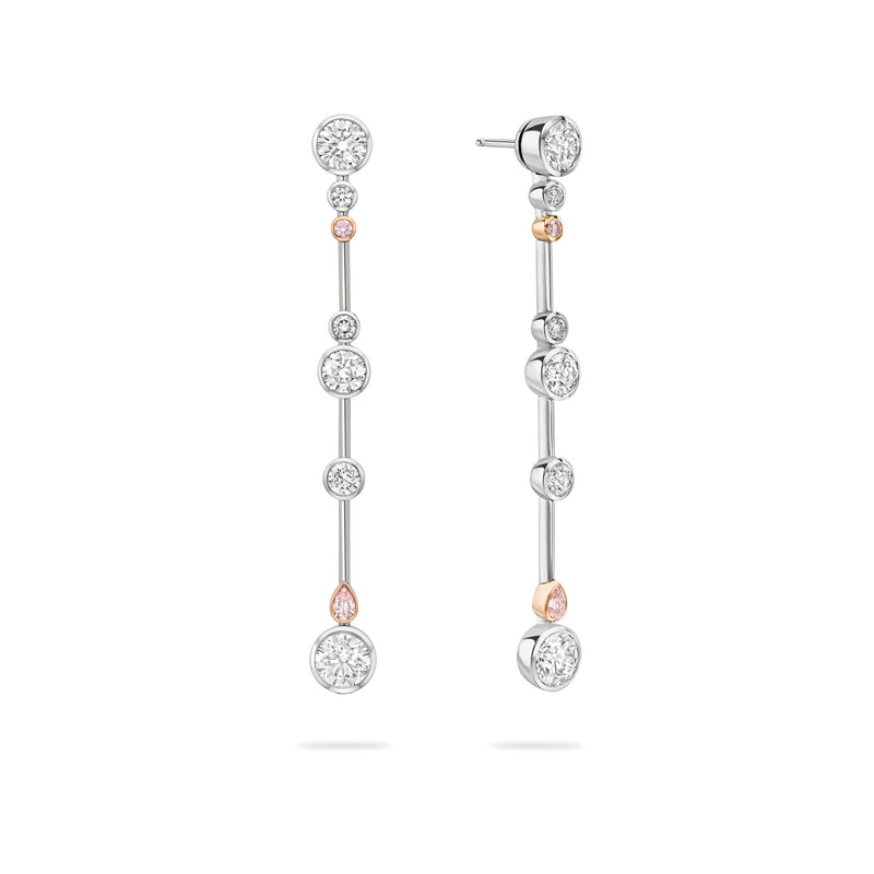 Raindance 25 Pink and White Diamond Drop Earrings