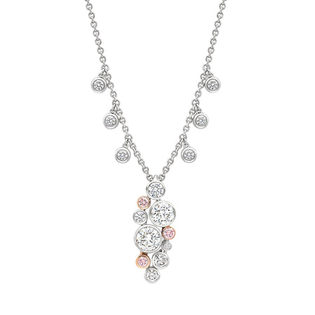 Raindance 25 Pink and White Diamond Cluster Pendant