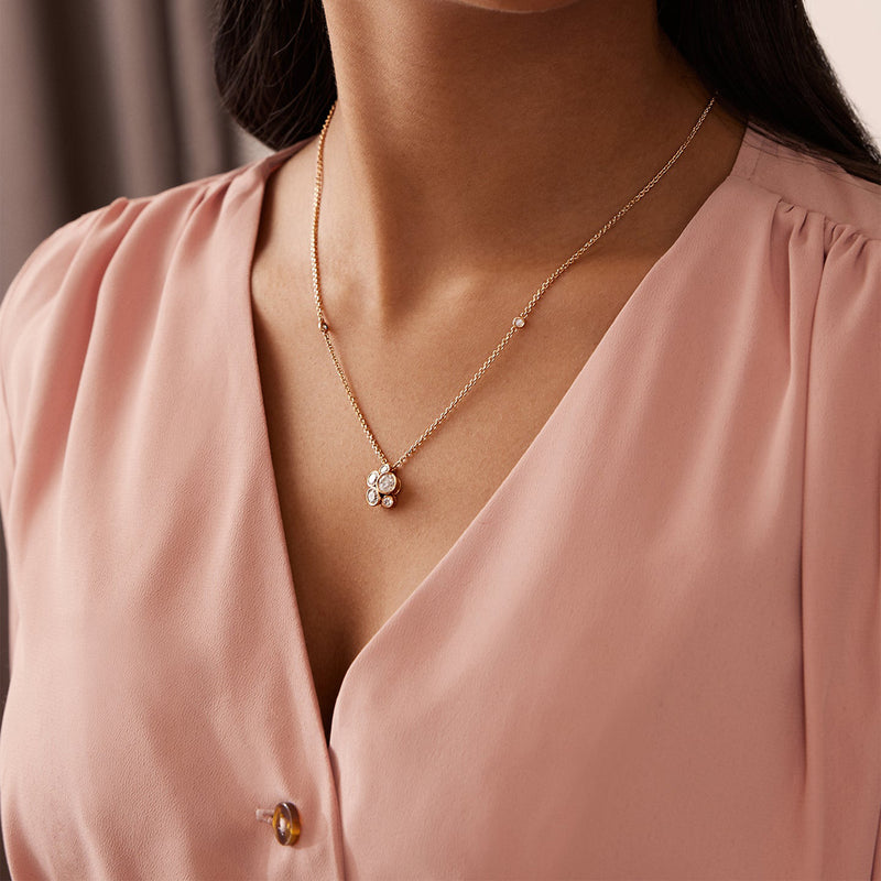 Raindance Rose Gold Cluster Pendant and Earrings Set