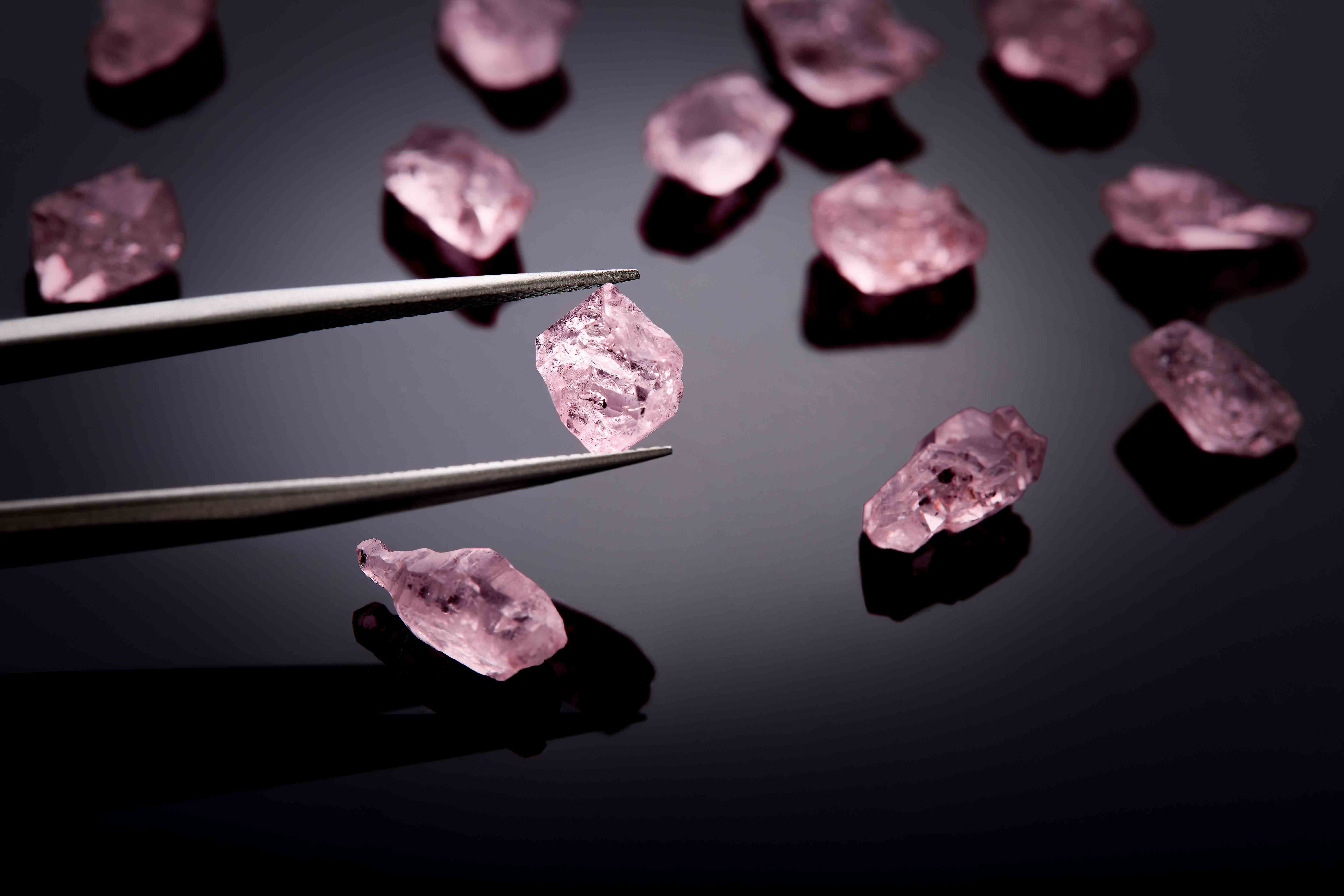 Rough pink diamonds from the Argyle mine