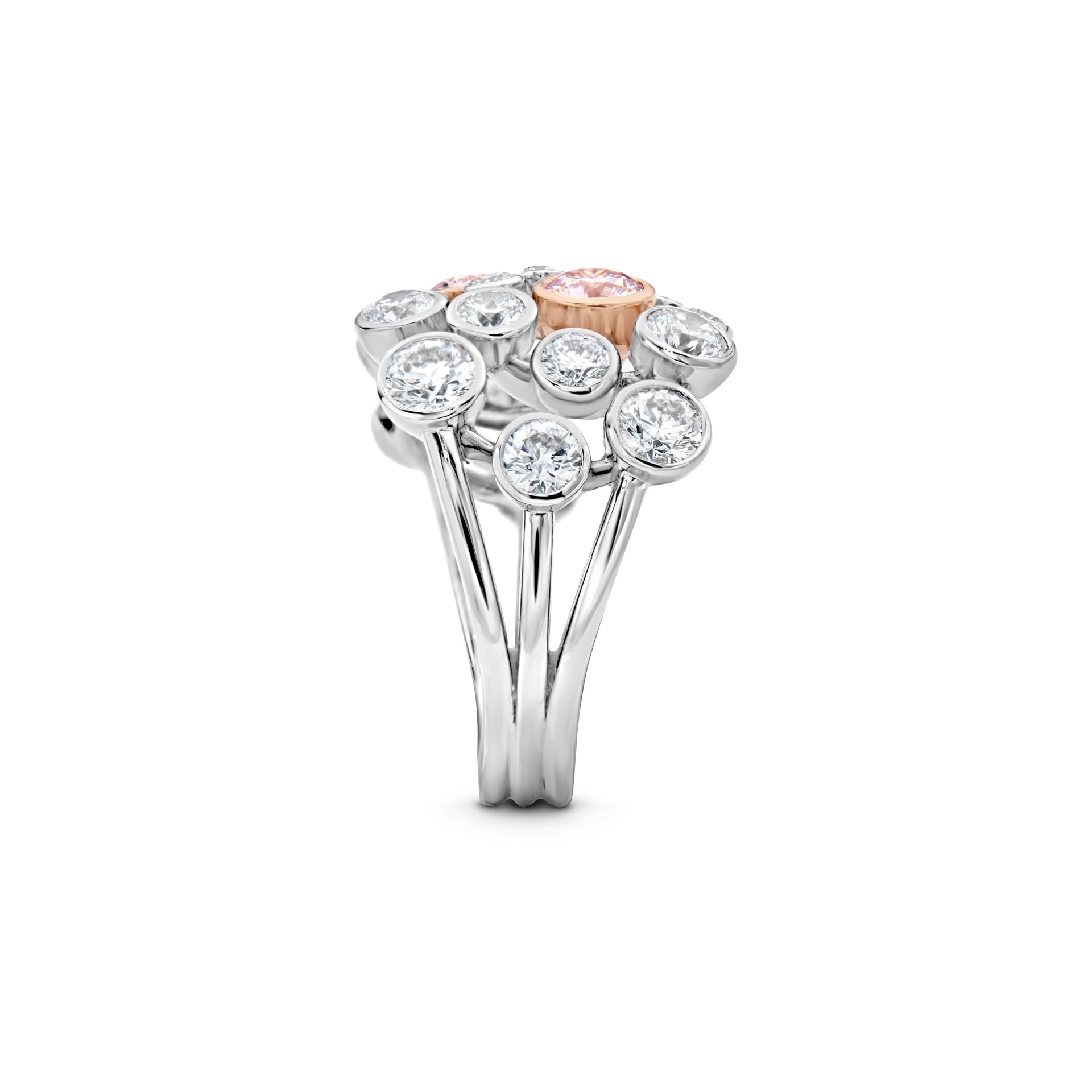 Raindance 25 Pink and White Diamond Platinum Ring