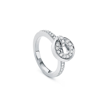 Roulette Pavé Diamond Band White Gold Flip Ring
