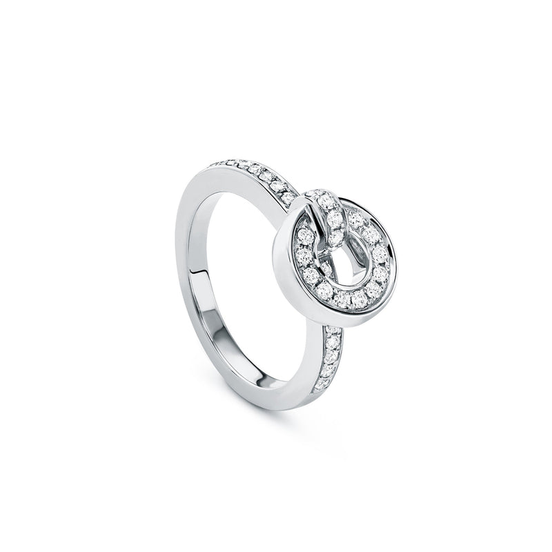 Roulette Pavé Diamond Band White Gold Flip Ring