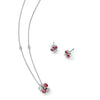 Raindance Ruby Platinum Cluster Pendant and Earrings Set