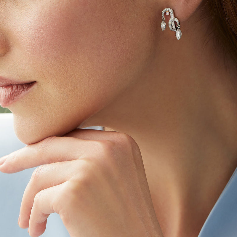 Secret Garden Pink and White Diamond Platinum Earrings