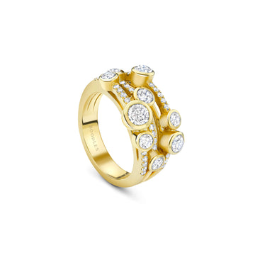 Waterfall Classic Yellow Gold Diamond Ring