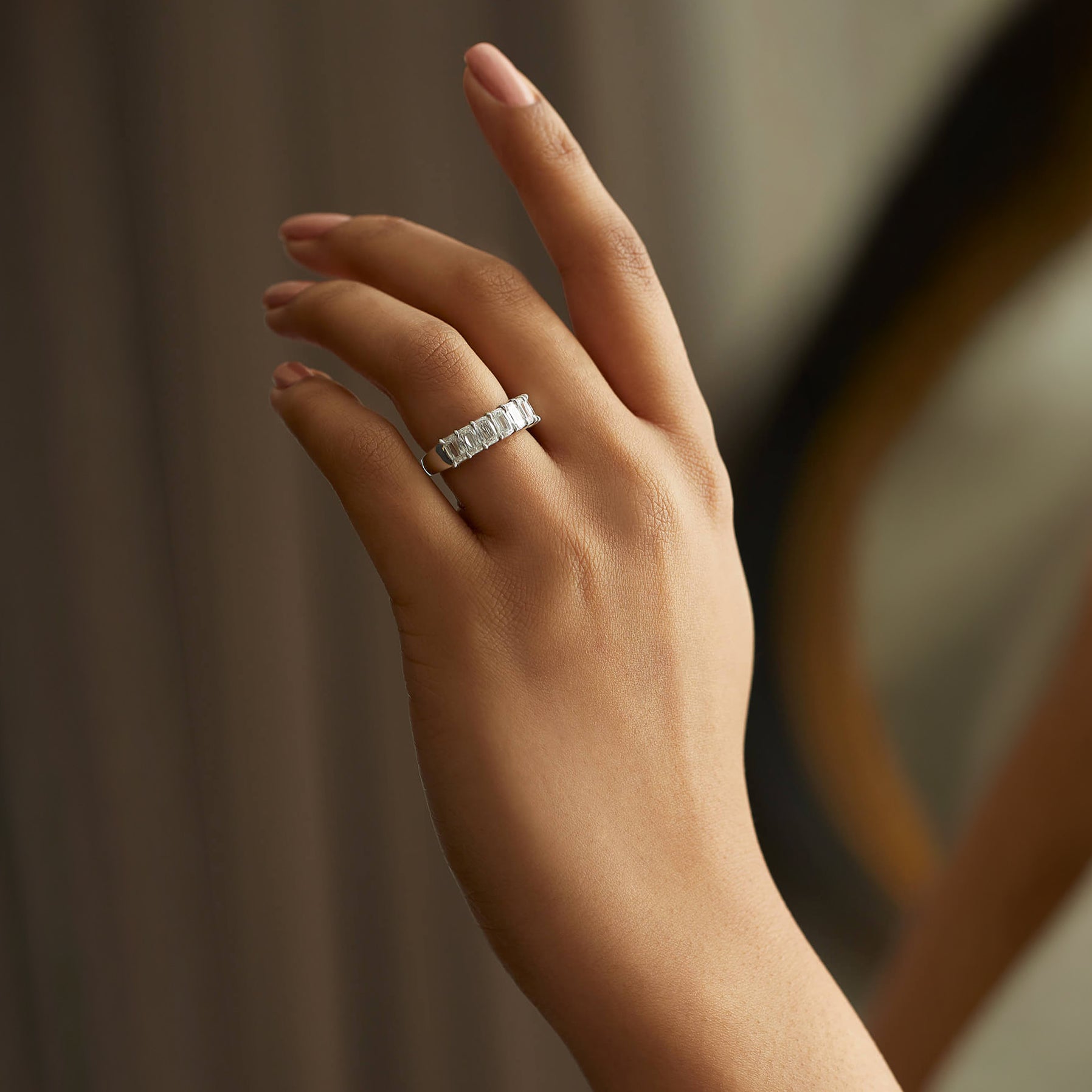 Ashoka Diamond Seven Stone Half Platinum Eternity Ring