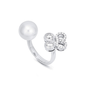 Be Boodles White Gold Pearl Diamond Ring
