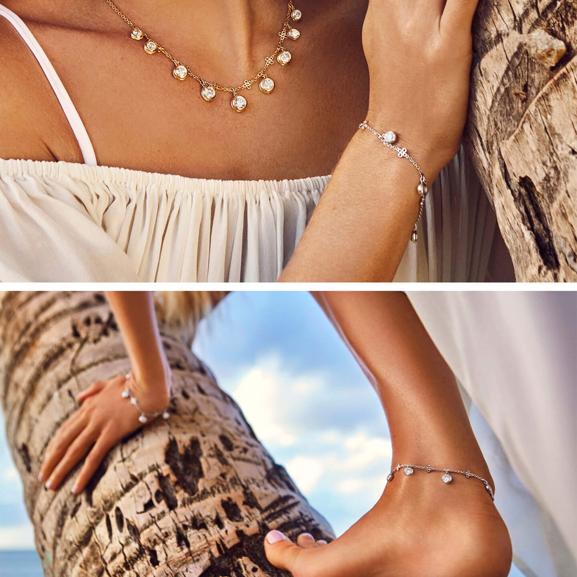 Beach Platinum Diamond Anklet