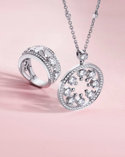 Circus White Gold Diamond Earrings and matching ring by Boodles