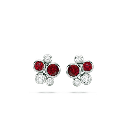 Raindance Platinum Ruby Cluster Earrings