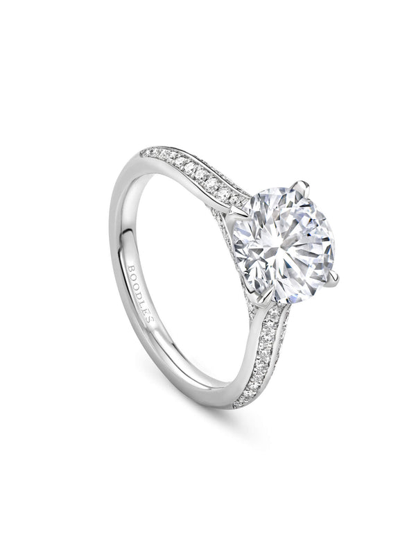 Petal Round Brilliant Platinum Diamond Engagement Ring