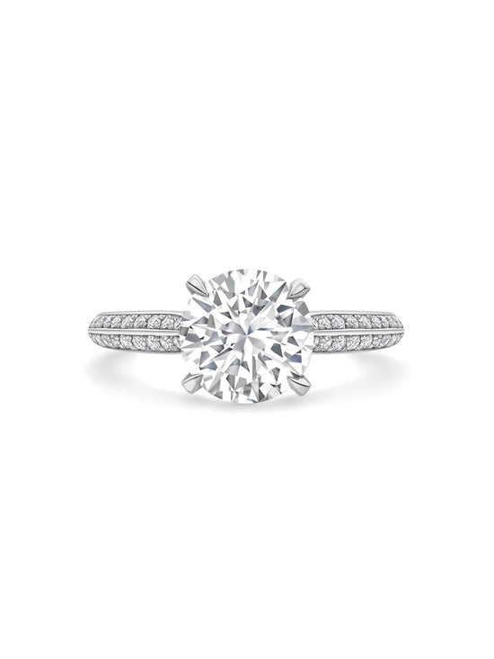 Petal Round Brilliant Platinum Diamond Engagement Ring