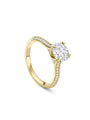 Petal Round Yellow Gold Diamond Engagement Ring