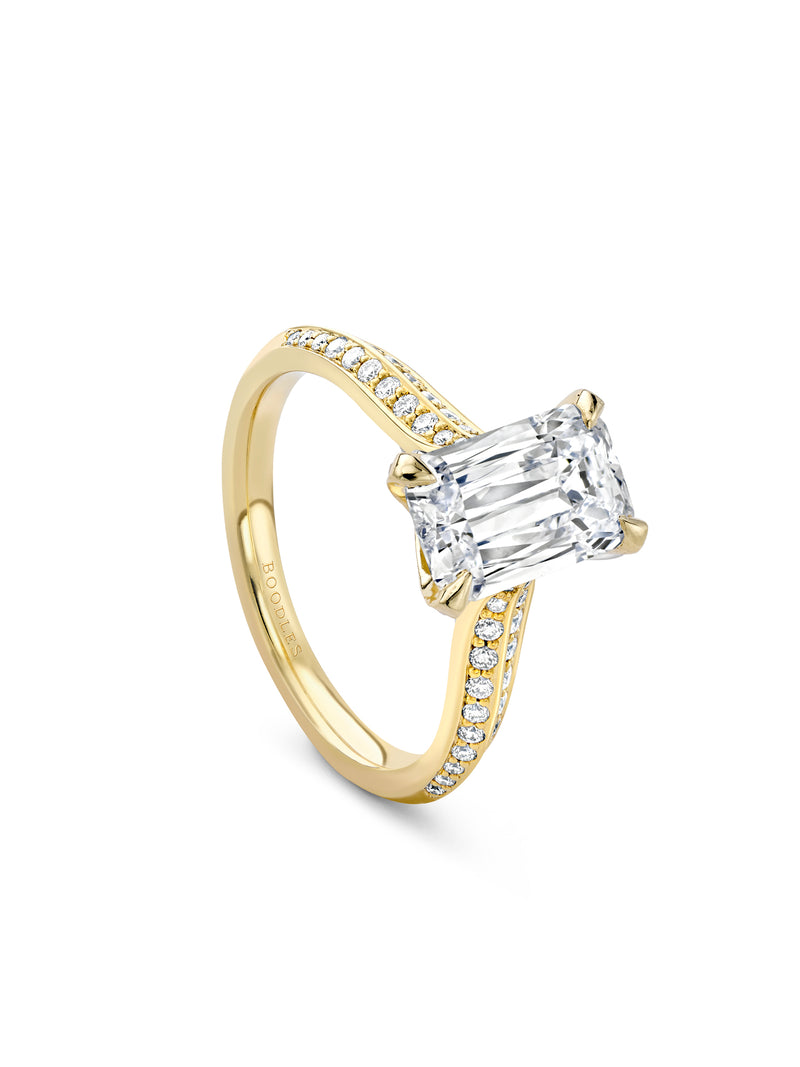 Petal Ashoka Yellow Gold Diamond Engagement Ring