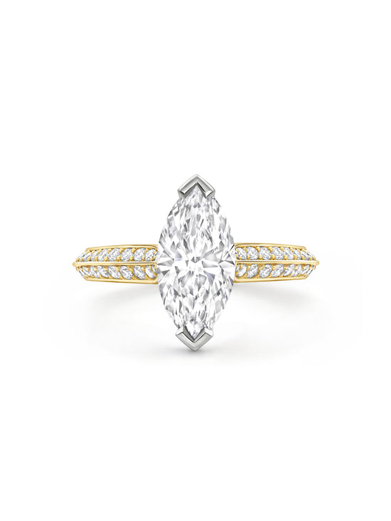 Petal Marquise Cut Yellow Gold Diamond Engagement Ring