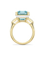 Florentine Emerald Cut Aquamarine Yellow Gold Ring