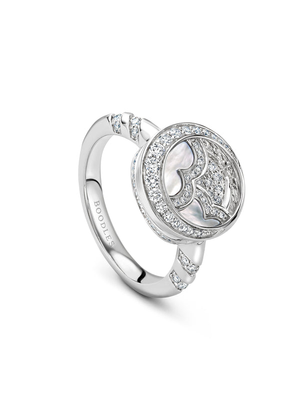 Air Mother of Pearl Diamond White Gold Ring