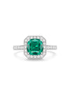 Vintage Cushion Cut Emerald Platinum Ring