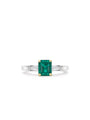 Baguette Octagonal Emerald Platinum Ring
