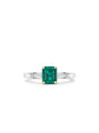 Baguette Octagonal Emerald Platinum Ring