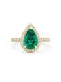 Vintage Pear Cut Yellow Gold Emerald Ring