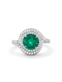 Vintage Brilliant Emerald Platinum Ring