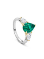 Petal Pear Cut Emerald Platinum Ring