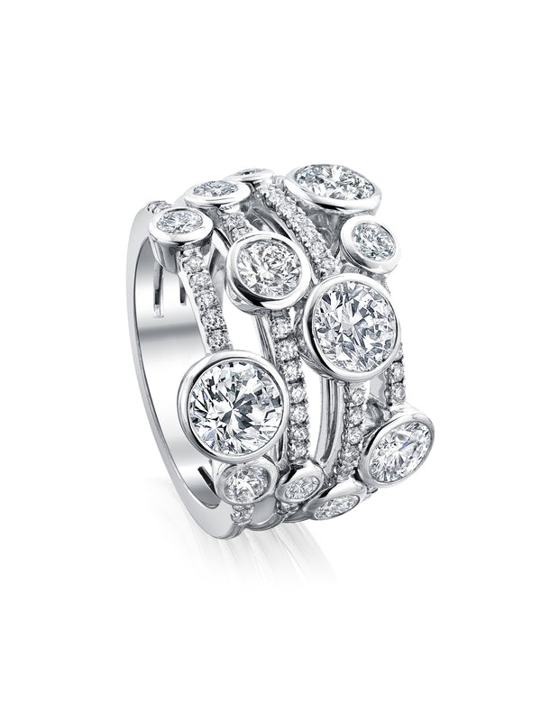 Waterfall Large Platinum Diamond Ring