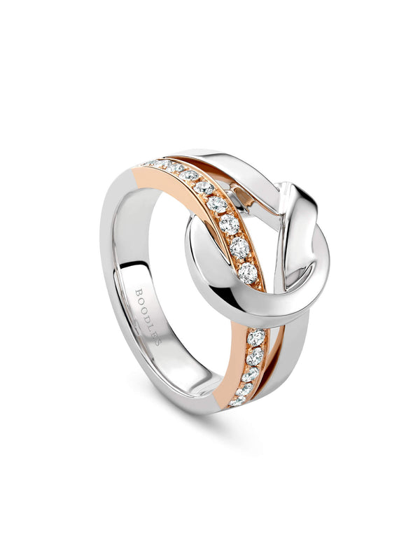 The Knot Rose and White Gold Diamond Ring