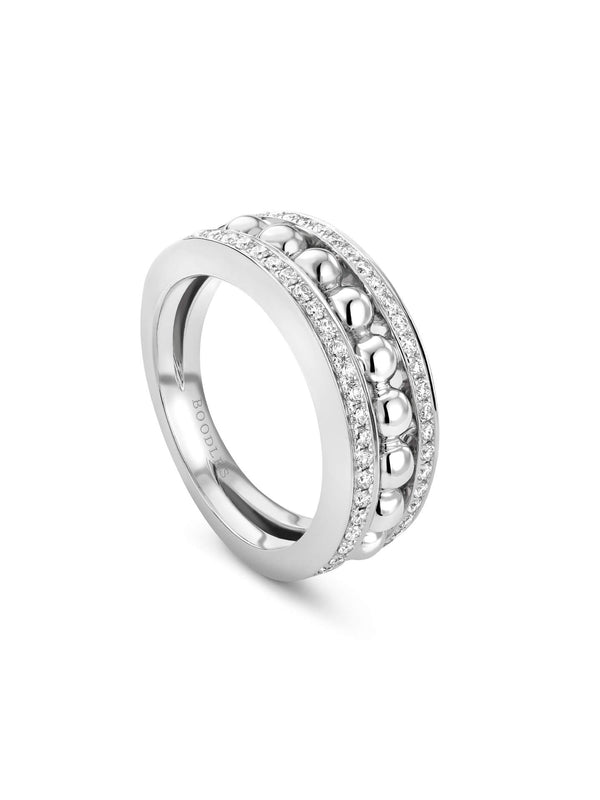 Circus White Gold Bead Diamond Ring