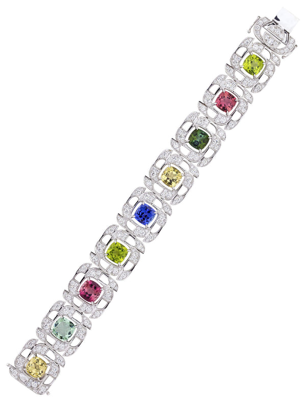 Prism Multi-Gem Diamond White Gold Bracelet