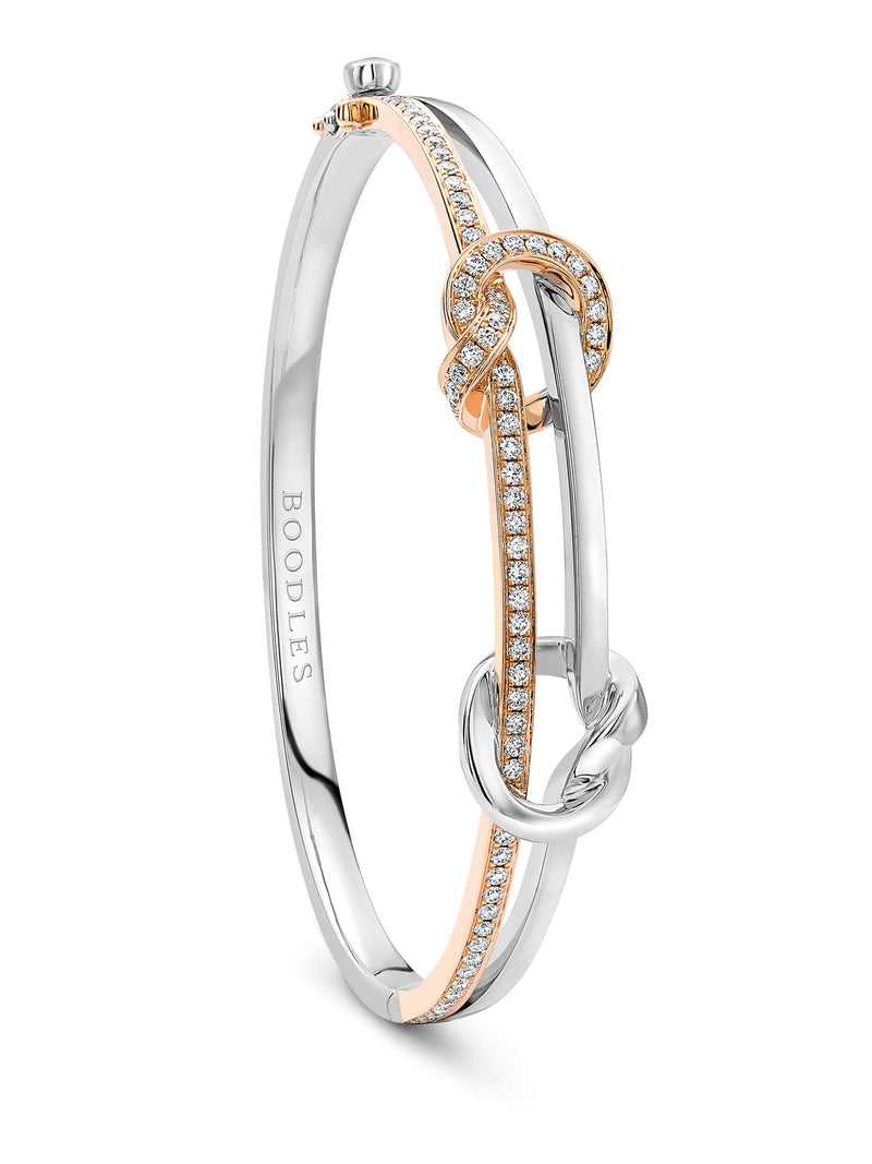 The Knot White and Rose Gold Diamond Bangle