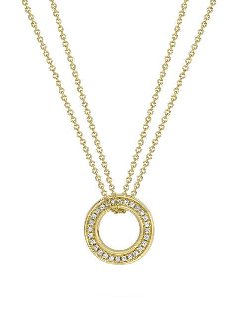 Roulette Small Yellow Gold Diamond Pendant