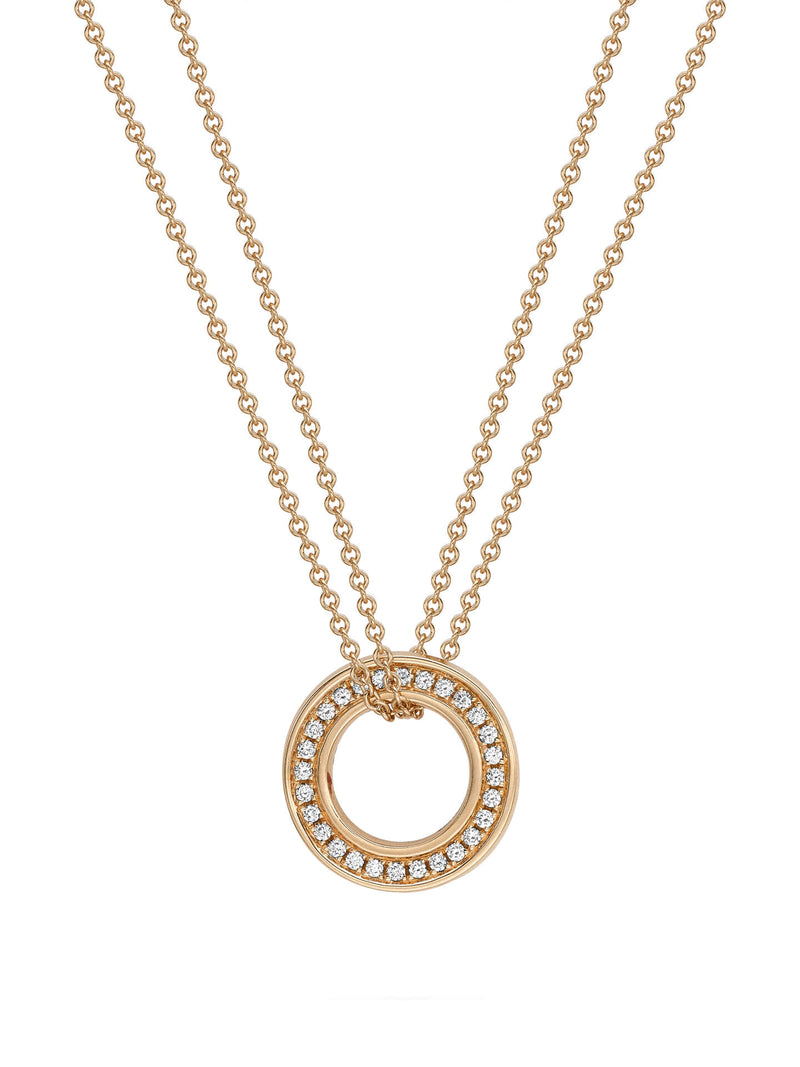 Small Roulette Rose Gold Diamond Pendant