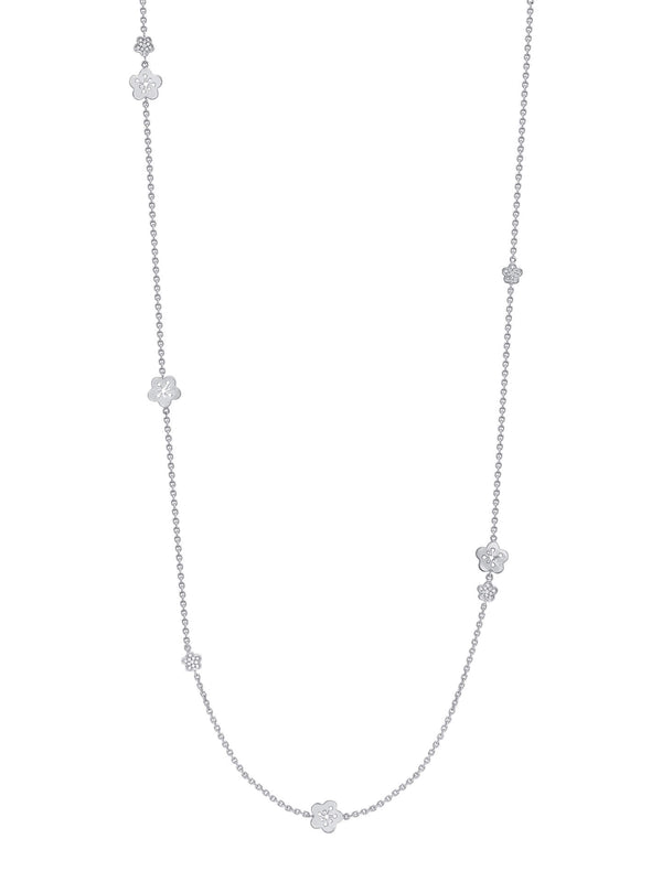 Blossom Long White Gold Charm Necklace