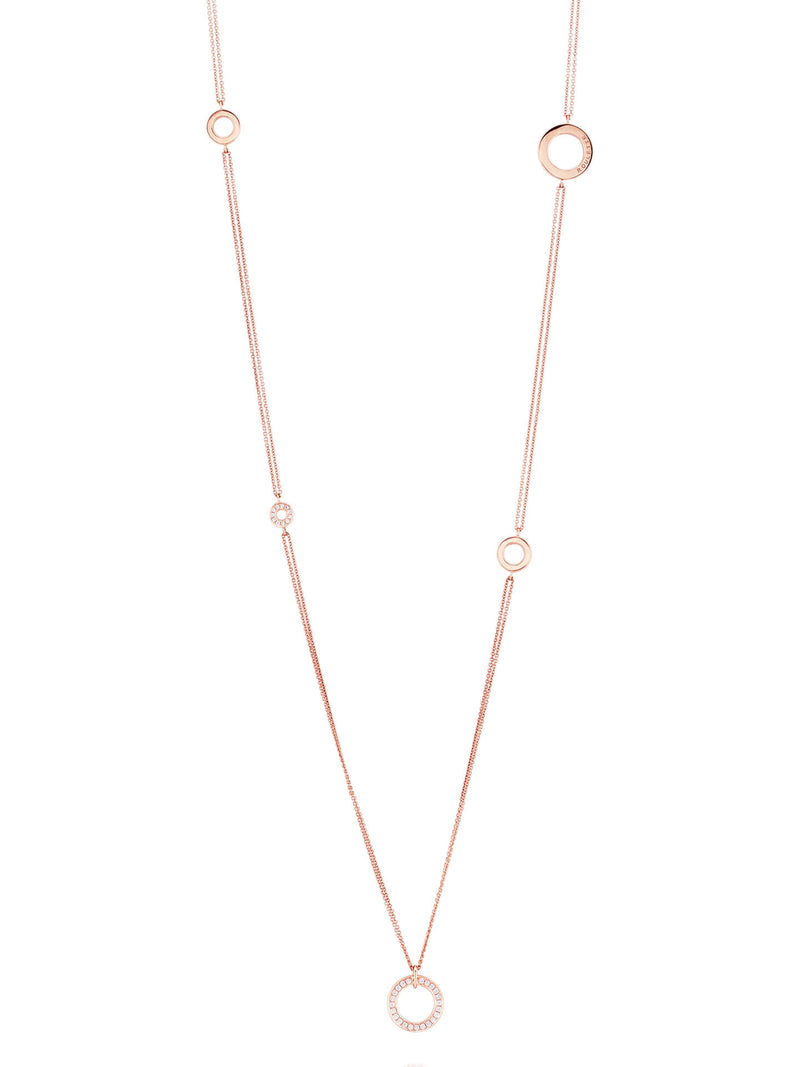 Long Mini Roulette Rose Gold Necklace