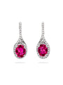 Spaghetti Pink Tourmaline Oval Drop Diamond Earrings