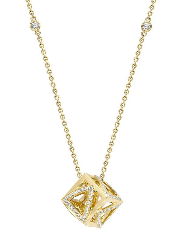 Be You Yellow Gold Cube Pendant