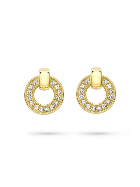 Roulette Yellow Gold Diamond Flip Earrings