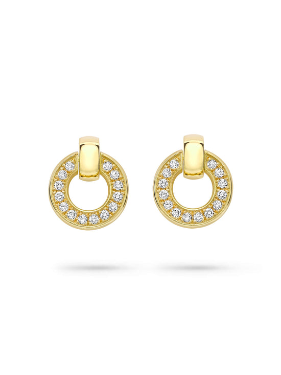 Roulette Yellow Gold Diamond Flip Earrings