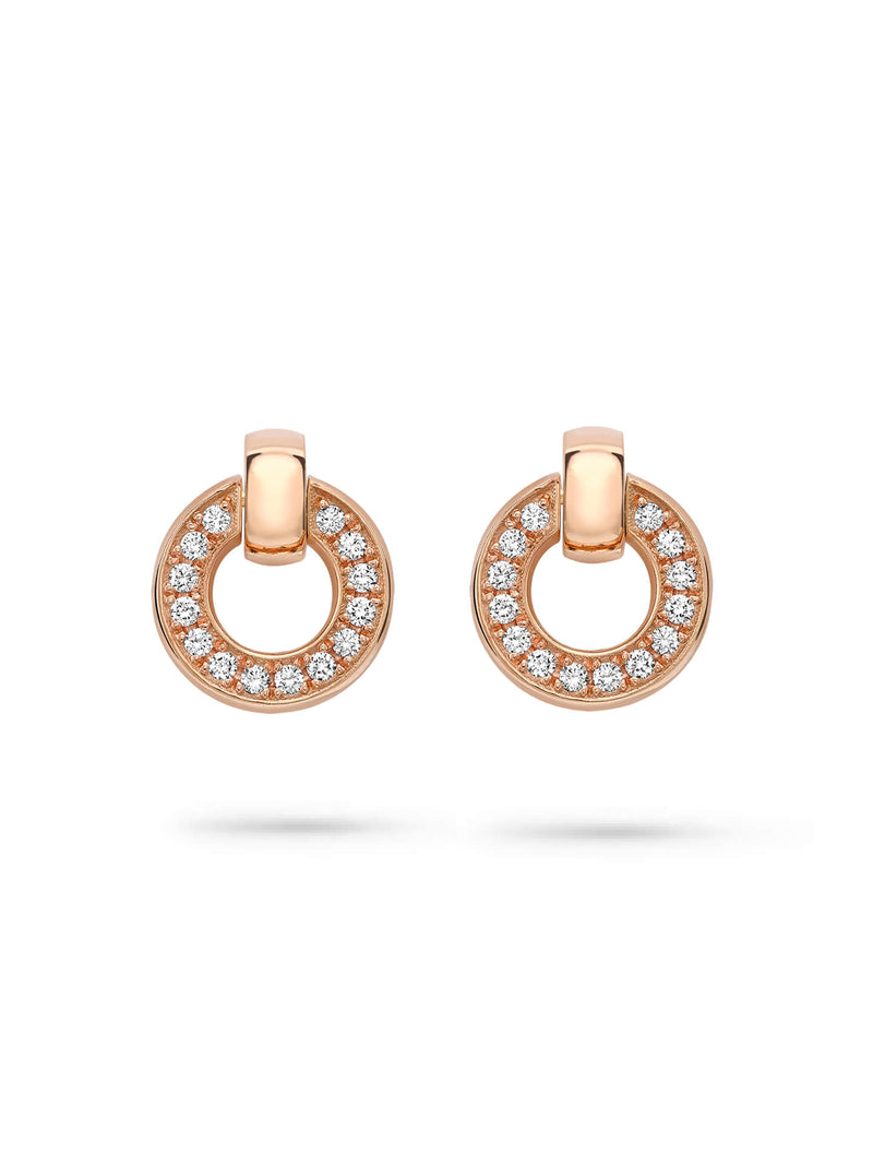 Roulette Rose Gold Diamond Flip Earrings