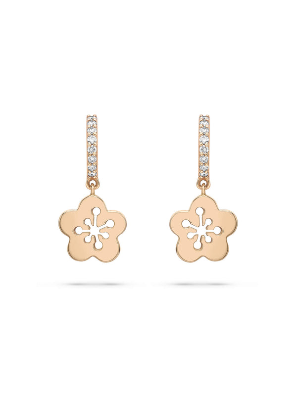 Mini Blossom Rose Gold Diamond Drop Earrings