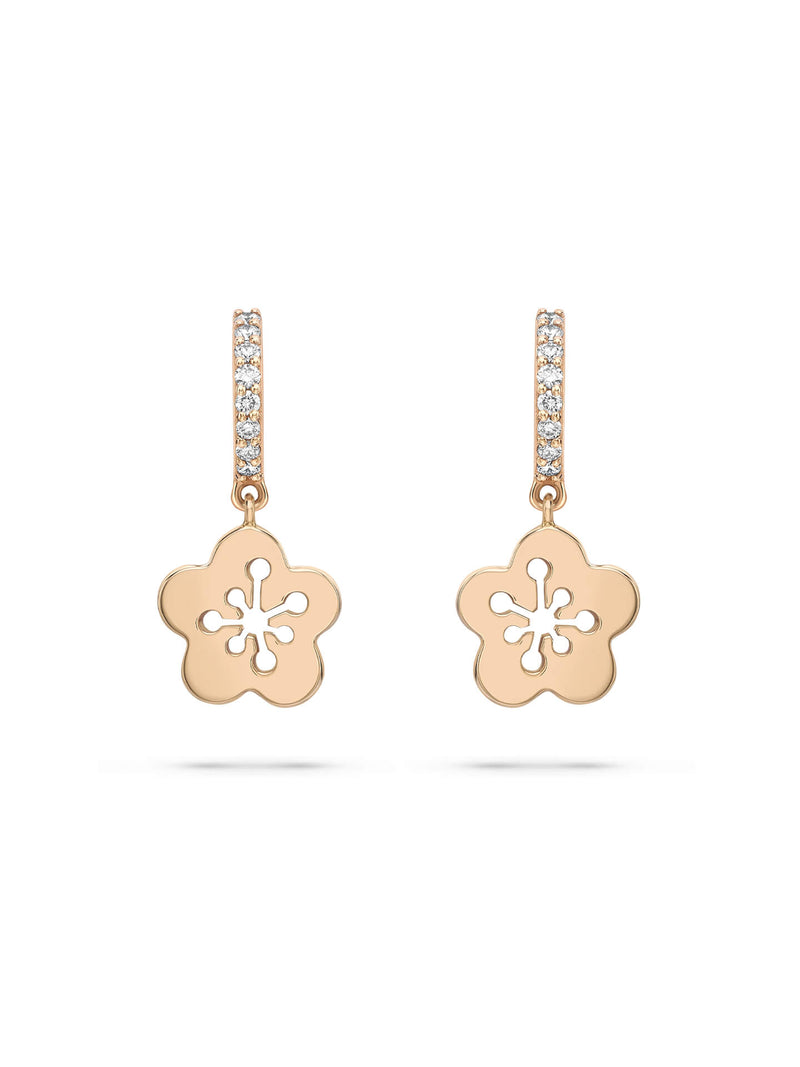 Mini Blossom Rose Gold Diamond Drop Earrings