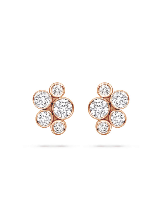 Raindance Classic Cluster Rose Gold Stud Earrings